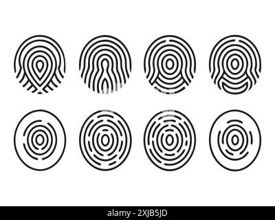 Fingerprints Set Different types on white background Stock Vector