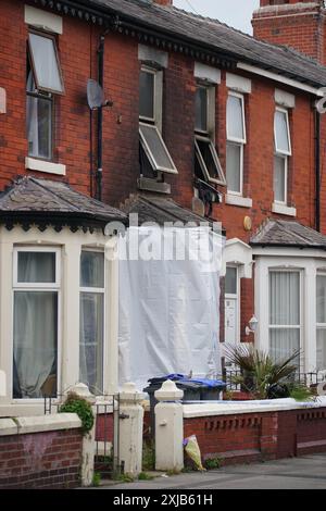 The scene of a house fire in Blackpool after a man and a woman died and ...