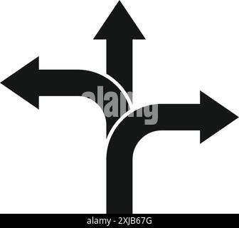 Three black arrows are pointing in different directions, symbolizing the concept of choice Stock Vector