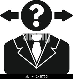 Businessman is deciding which way to go with a question mark over his head Stock Vector