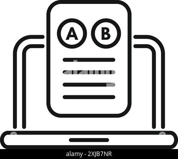 Laptop showing an ab testing experiment with data analysis, perfect for showcasing online marketing strategies Stock Vector