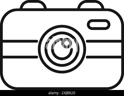 Simple, minimalist line art icon of a camera, perfect for representing photography or capturing a moment Stock Vector