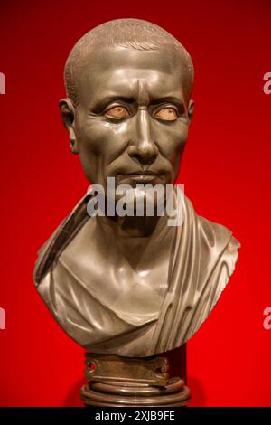 Bust of Julius Caesar nicknamed 'Green Caesar'. Altes Museum (Old Museum). Berlin, Germany. Stock Photo