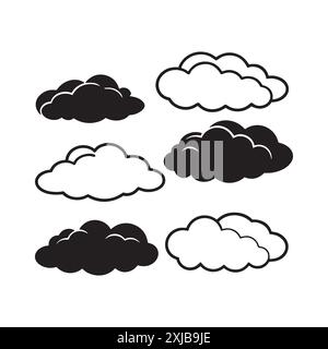 Cloud icons Set Different types on white background Stock Vector