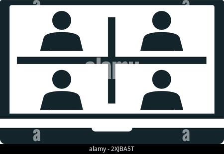 Business people having video conference on laptop computer icon Stock Vector