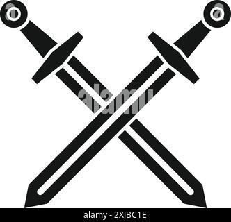 Two crossed swords forming an x shape are representing dueling Stock Vector