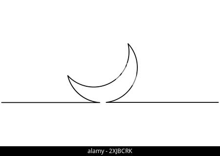 Moon continuous one line drawing of moon outline vector icon Stock Vector