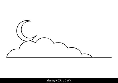 Moon continuous one line drawing of moon outline vector icon Stock Vector