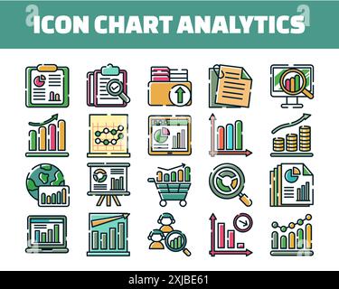 Icon chart analytics vector illustration set Stock Vector