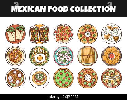 Mexican food vector illustration set Stock Vector