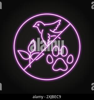 Loss of biodiversity neon icon. Extinction of species. Vector illustration. Stock Vector