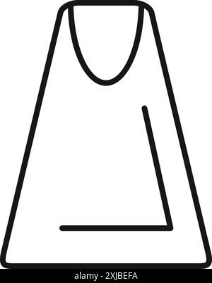 Simple black and white line drawing of a tank top, perfect for fashion and clothing related designs Stock Vector