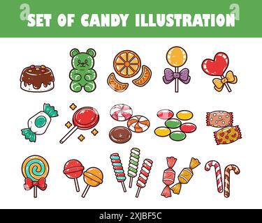 Various candy element vector illustration set Stock Vector