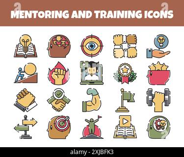 Mentoring and training icon vector set Stock Vector