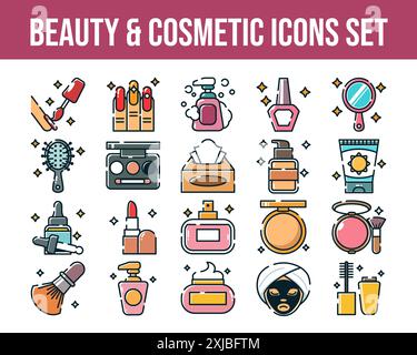 Beauty and cosmetic icons set vector illustration Stock Vector
