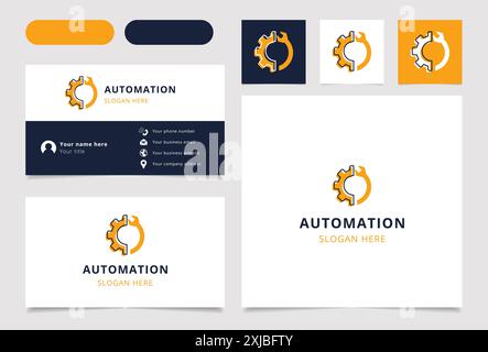 Automation logo featuring a gear and a wrench forming a circle for a mechanic or an engineer Stock Vector