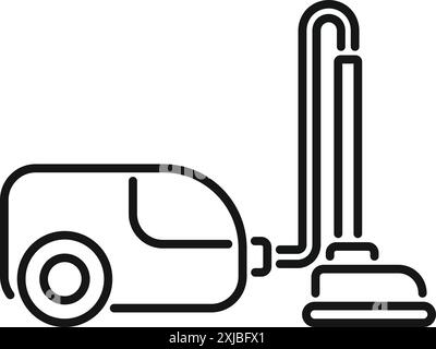 Simple line art of a vacuum cleaner cleaning, perfect for representing housework Stock Vector
