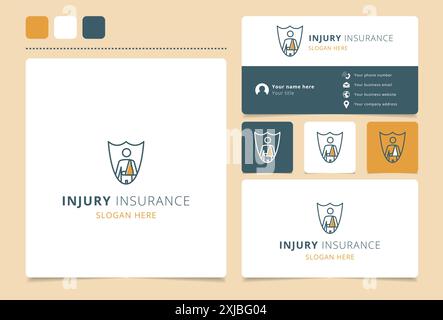 Injury insurance logo concept featuring a person holding crutches inside a shield Stock Vector