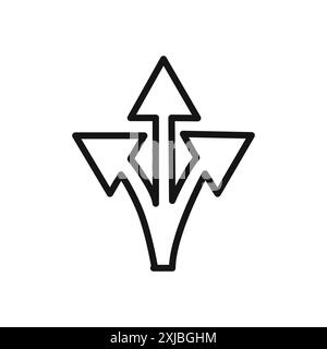 3 arrow way icon linear vector graphics sign or symbol set for web app ui Stock Vector