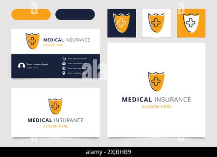 Logo design concept for medical insurance featuring a shield protecting a medical cross Stock Vector