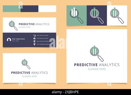 Logo concept for predictive analytics, featuring a magnifying glass analyzing growth charts Stock Vector