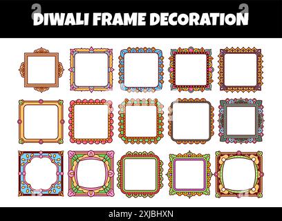 Diwali frame border set vector illustration Stock Vector
