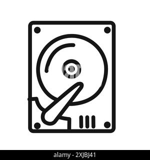 Hard disk drive icon linear vector graphics sign or symbol set for web app ui Stock Vector