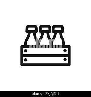 beer bottles in basket icon linear vector graphics sign or symbol set for web app ui Stock Vector