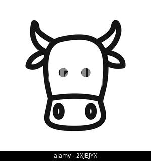 cow head icon linear vector graphics sign or symbol set for web app ui Stock Vector