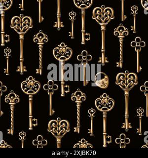 Seamless pattern with keys. Vector. Stock Vector