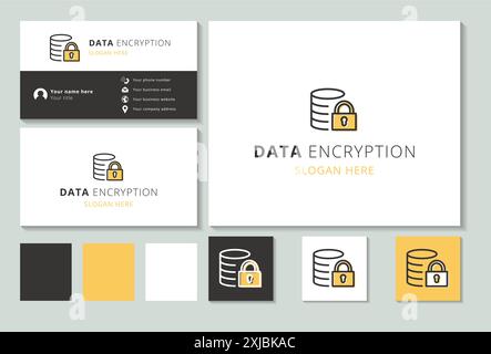 Business card design featuring a logo concept about data encryption Stock Vector