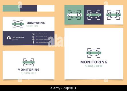 Logo concept featuring an eye inside a scanning frame, representing concepts like monitoring, security, and observation Stock Vector