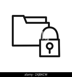 Files and Folders Security icon linear vector graphics sign or symbol set for web app ui Stock Vector