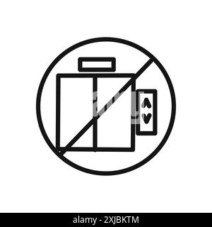 No Elevator Sign icon linear vector graphics sign or symbol set for web app ui Stock Vector