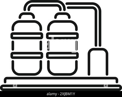 Two tanks are being used in an industrial water treatment system to purify water Stock Vector