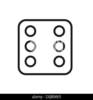 Dice Six Icon linear vector graphics sign or symbol set for web app ui Stock Vector