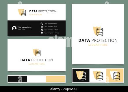 Logo concept featuring shield protecting database icon, representing data protection services Stock Vector