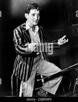 Leonard Bernstein, young conductor & musical director of New York City Symphony, New York City, New York, USA, Fred Palumbo, New York World-Telegram and the Sun Newspaper Photograph Collection, 1945 Stock Photo