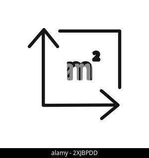 m2 area unit icon linear vector graphics sign or symbol set for web app ui Stock Vector