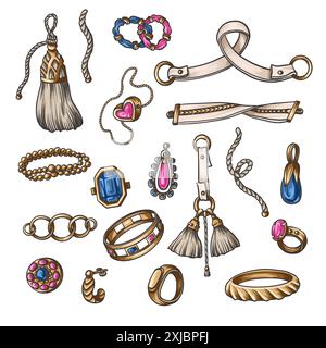Golden vintage keys and jewelry isolated. Vector Stock Vector Image ...