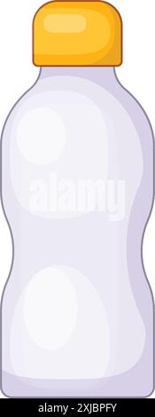 White plastic bottle with yellow cap showing its front side, isolated on white background Stock Vector