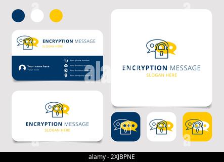 Logo design featuring a lock surrounded by two speech bubbles, representing the concept of encryption message Stock Vector