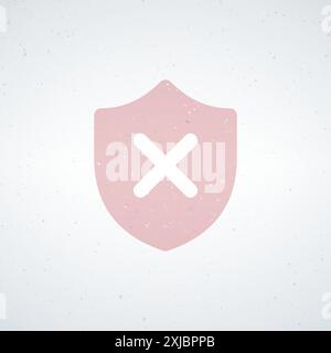 Shield with cross icon. Rejected, prohibited, close, warning sign, protection, danger safe Technology concept. Stock vector illustration isolated on Stock Vector