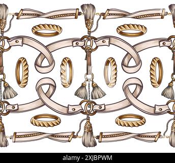 Seamless pattern with jewelry, belt and rings. Vector. Stock Vector