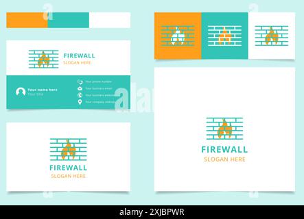 Logo concept featuring a brick wall stopping a fire, perfect for security companies Stock Vector