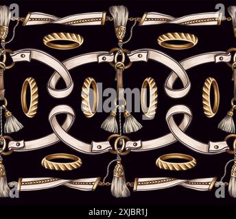 Seamless pattern with jewelry, belt and rings. Vector. Stock Vector