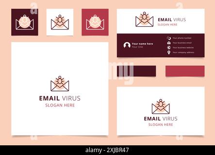 Logo concept featuring a bug emerging from an open envelope, representing the concept of email virus and cybersecurity threat Stock Vector