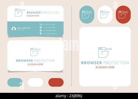 Logo concept featuring a shield protecting a web browser window, perfect for businesses in the cybersecurity industry Stock Vector