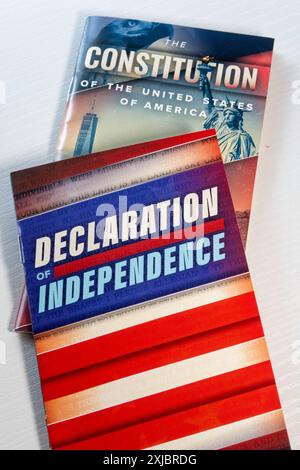 The Declaration of Independence and the Constitution are the bedrock documents for the democracy of the United States of America. Stock Photo