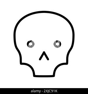 Evil skull icon Flat set in black and white color outline vector Stock Vector